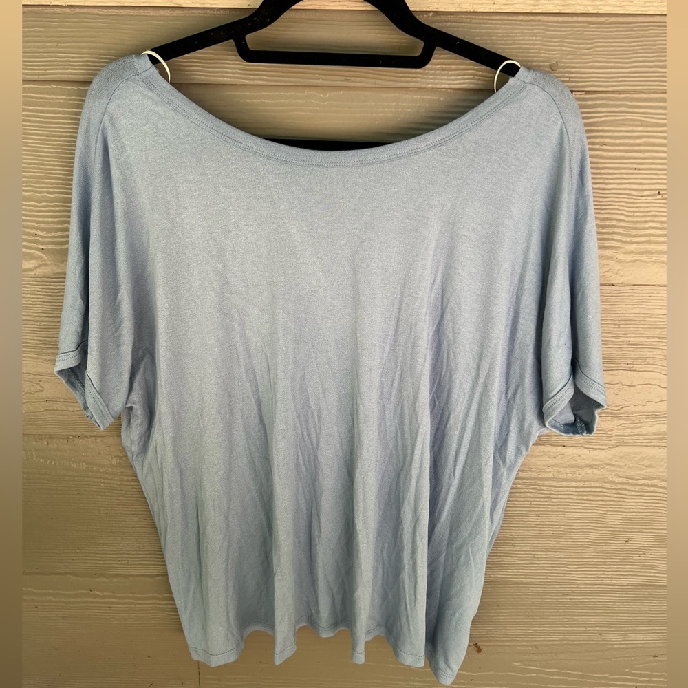 Love Tree Blue Short Sleeve Relaxed Blouse